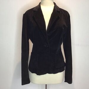 Cambridge Dry Goods black fine wale, one button, notch collar, unlined blazer 12